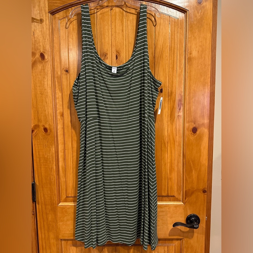Old Navy Striped Green Sleeveless Dress XXL